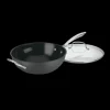 12" Stir Fry Wok with Glass Cover in Black