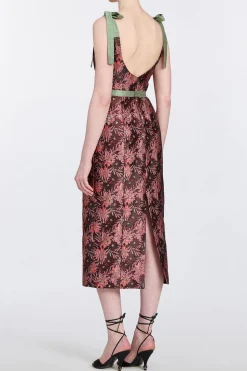 Acacia Burgundy Floral Brocade Corset Dress