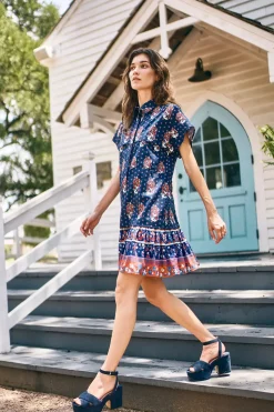 Addison Dress in Fall Floral Navy
