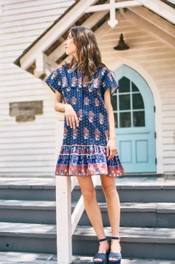 Addison Dress in Fall Floral Navy