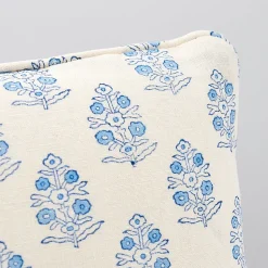 Aditi Block Print Pillow in Blue & White