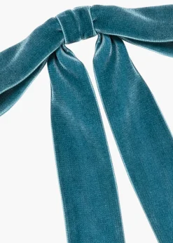 Adley Velvet Bow Barrette in Azul