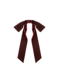 Adley Velvet Bow Barrette in Pinot