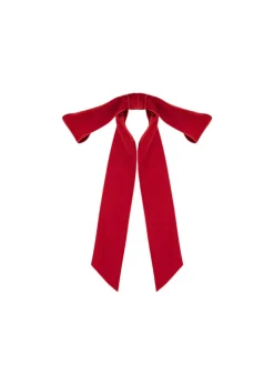 Adley Velvet Bow Barrette in Rouge