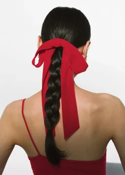Adley Velvet Bow Barrette in Rouge