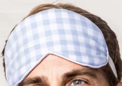 Adult Light Blue Gingham Eye Mask