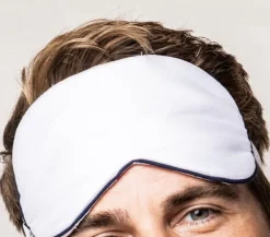 Adult White Eye Mask with Navy Piping