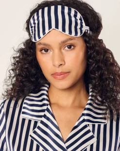 Adult's Silk Sleep Mask in Navy Bengal Stripe