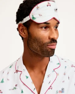 Adult's Twill Sleep Mask in Holiday Town