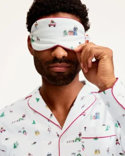 Adult's Twill Sleep Mask in Holiday Town