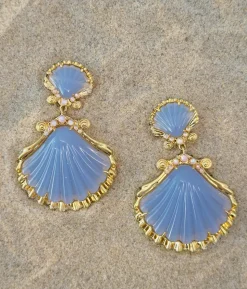 Aegean Shell Earrings in Blue
