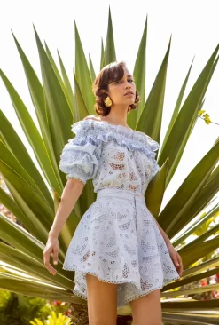 Agave Top in Light Blue Eyelet