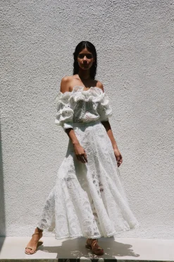 Agave Top In White Eyelet