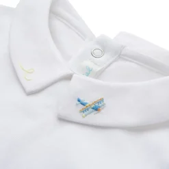 Airplane Embroidered Collar Onesie
