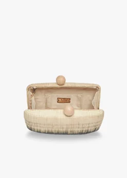Akna Woven Ombre Straw Clutch Bag in Natural