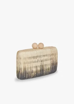 Akna Woven Ombre Straw Clutch Bag in Natural