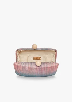 Akna Woven Ombre Straw Clutch Bag in Pink & Blue