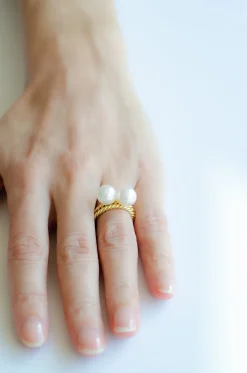 Akoya Pearl Gold Twisted Ring