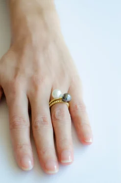 Akoya Pearl Gold Twisted Ring