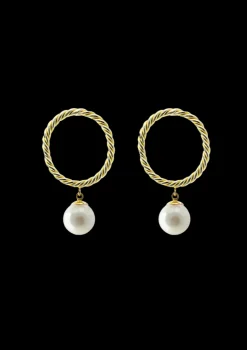 Akoya Pearl Twisted Gold Earrings