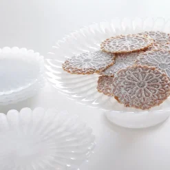 Alabaster White Scalloped Dessert Plate, Set of 4