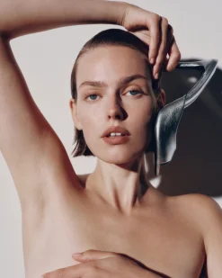 Alessia in Silver Metallic Leather