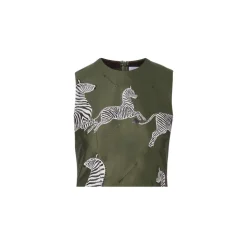 Ali Top in Olive Jumping Zebra Jacquard