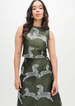 Ali Top in Olive Jumping Zebra Jacquard