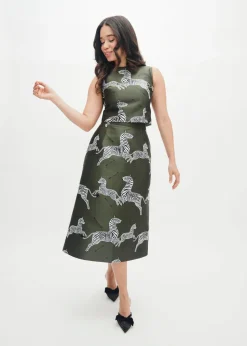 Ali Top in Olive Jumping Zebra Jacquard