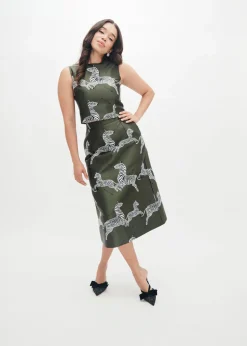 Ali Top in Olive Jumping Zebra Jacquard