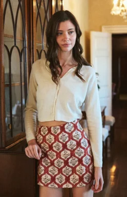 Alice Mini Skirt in Saffron Trellis