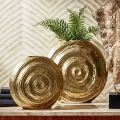 All Swirls Golden Vase, Set of 2