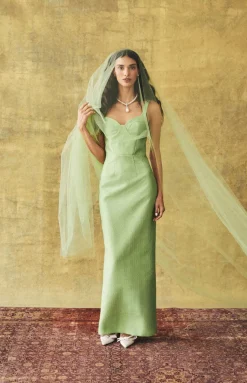 Allie Dress in Leaf Brocade