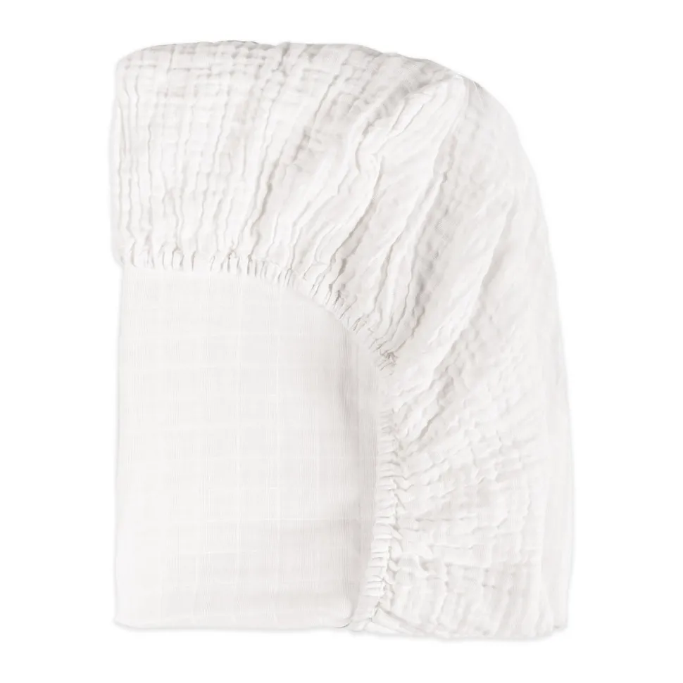 All-Stages Midi Crib Sheet in GOTS Certified Organic Muslin Cotton in White