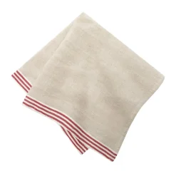 Alsace Natural Napkins in Natural & Red, Set of 4