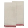 Alsace Natural Tea Towels in Natural & Red, Set of 2