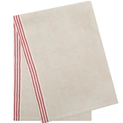 Alsace Natural Tea Towels in Natural & Red, Set of 2
