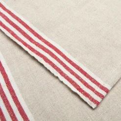 Alsace Natural Tea Towels in Natural & Red, Set of 2