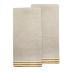 Alsace Natural Tea Towels in Natural & Mustard, Set of 2