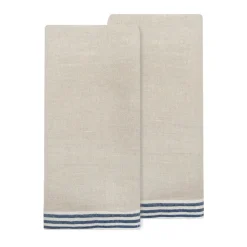 Alsace Natural Tea Towels in Natural & Blue, Set of 2