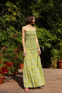 Amalfi Mermaid Dress Yellow Lemon Vine