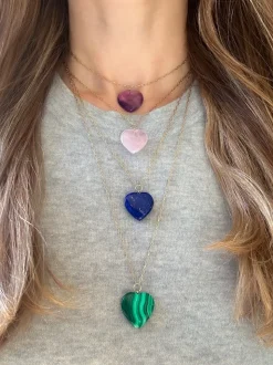 Amazonite Heart Pendant on Gold Chain