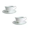 Amelie Forest Green Set of 2, Espresso Cups & Saucers