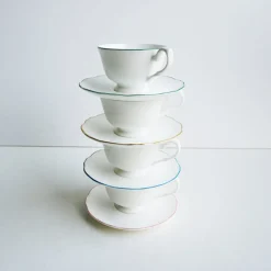 Amelie Forest Green Set of 2, Espresso Cups & Saucers