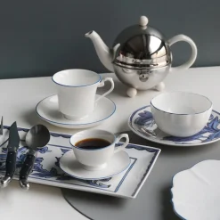 Amelie Royal Blue Set of 2, Espresso Cups & Saucers