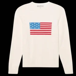 American Flag Crewneck Sweater in Ivory