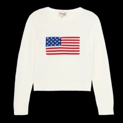 American Flag Fashion Crewneck Sweater in Ivory