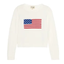 American Flag Fashion Crewneck Sweater in Ivory