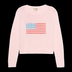 American Flag Fashion Crewneck Sweater in Pink