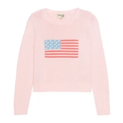 American Flag Fashion Crewneck Sweater in Pink